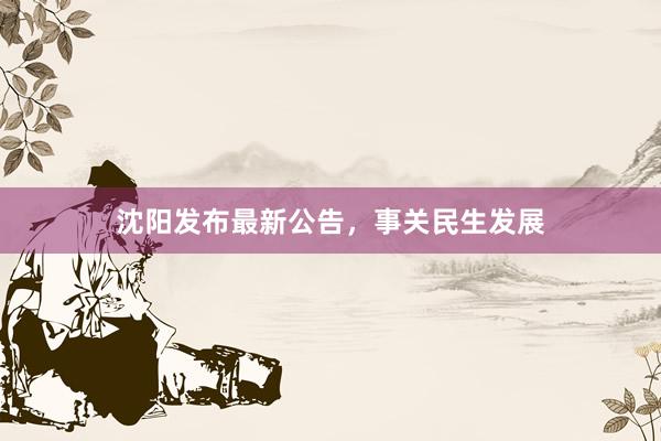 沈阳发布最新公告,事关民生发展